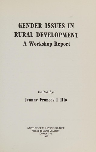 Cover for Gender issues in rural development