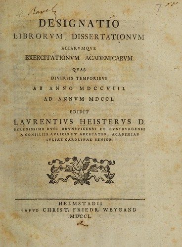Cover for Designatio librorum