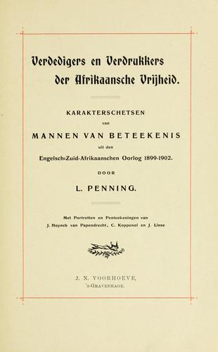Cover for Verdedigers en verdrukkers der afrikaansche vrijheid