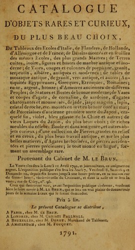 Cover for Catalogue d'objets rares et curieux