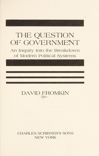 Cover for The question of government