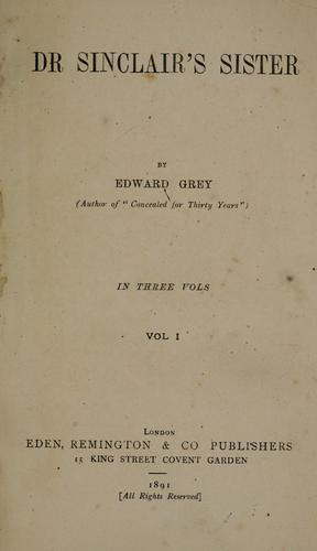 Cover for Dr. Sinclair's sister