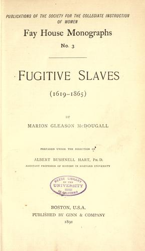 Cover for Fugitive slaves (1619-1865)