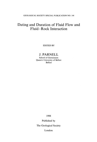 Cover for Dating and duration of fluid flow and fluid-rock interaction