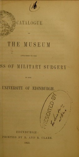 Cover for Catalogue of the Museum attached to the Class of Military Surgery in the University of Edinburgh