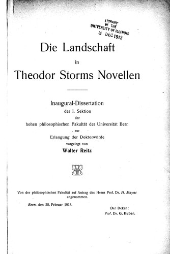 Cover for Die Landschaft in Theodor Storms Novellen