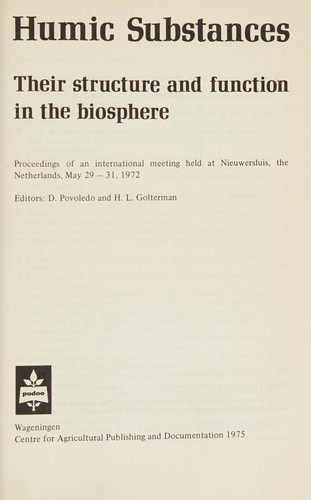 Cover for Humic substances, their structure and function in the biosphere