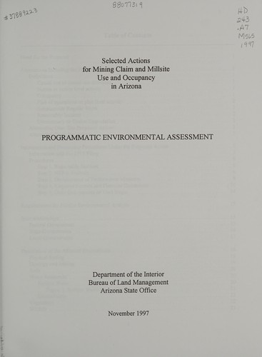 Cover for Finding of no significant impact (FONSI)