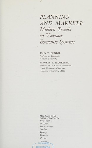 Cover for Planning and markets