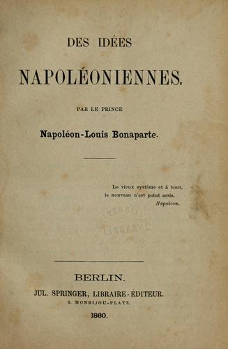 Cover for Des idées napoléoniennes