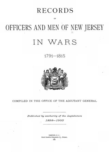 Cover for Records of officers and men of New Jersey in wars 1791-1815