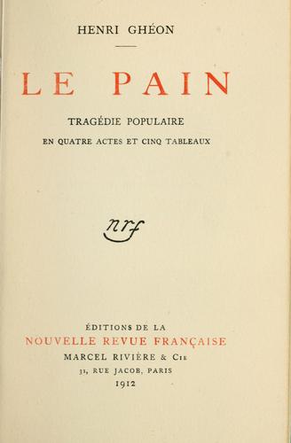 Cover for Le pain