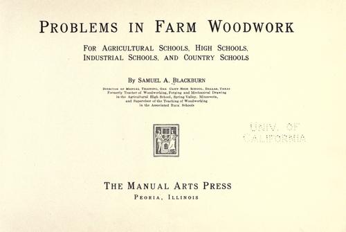 Cover for Problems in farm woodwork