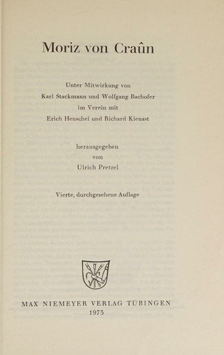 Cover for Moriz von Craûn