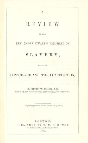 Cover for review of the Rev. Moses Stuart's pamphlet on slavery