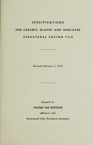 Cover for Ceramic glazed and unglazed structural facing tile