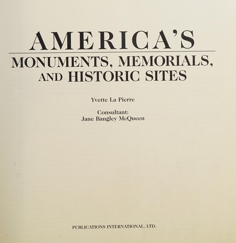 Cover for America's monuments, memorials, and historic sites