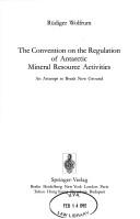 Cover for The Convention on the Regulation of Antarctic Mineral Resource Activities