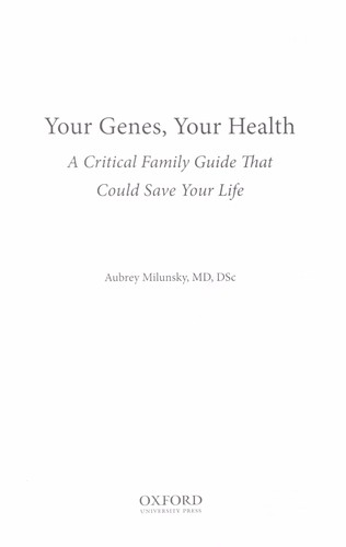 Cover for Your genes, your health