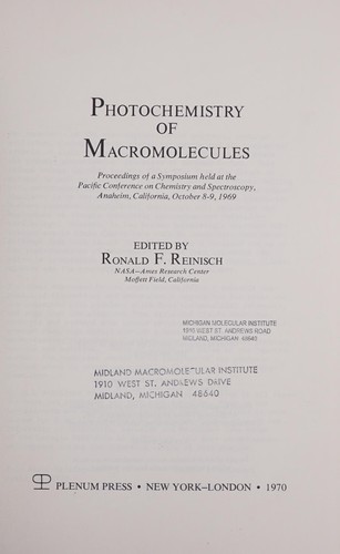 Cover for Photochemistry of macromolecules
