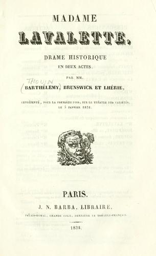 Cover for Madame Lavalette