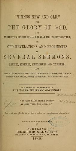 Cover for "Things new and old," for the Glory of God...