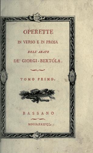 Cover for Operette in verso e in prosa.