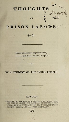 Cover for Thoughts on prison labour, &c. &c.