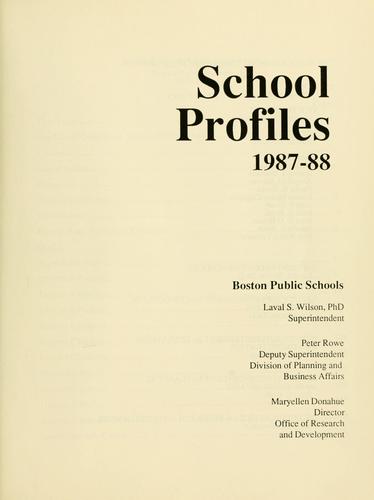 Cover for School profiles.