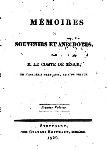 Cover for Mémoires