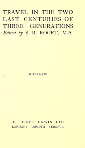 Cover for Travel in the two last centuries of three generations