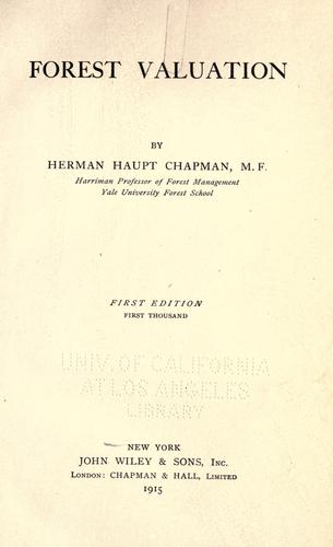 Cover for Forest Valuation