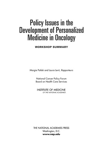 Cover for Policy issues in the development of personalized medicine in oncology