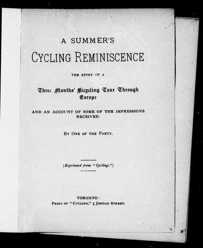Cover for A summer's cycling reminiscence
