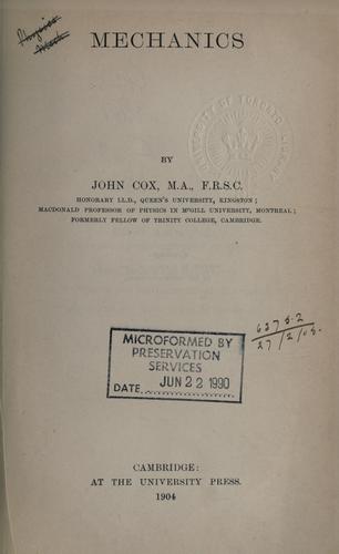 Cover for Mechanics