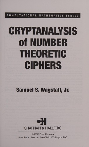 Cover for Cryptanalysis of number theoretic ciphers