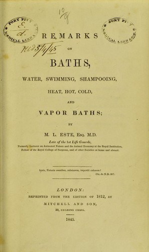 Cover for Remarks on baths