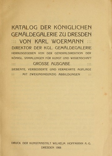 Cover for Katalog der Königlichen Gemäldegalerie zu Dresden