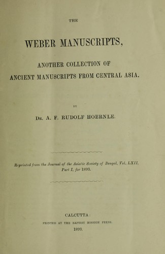 Cover for The Weber manuscripts