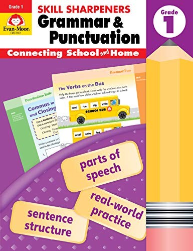 Cover for Evan-Moor Skill Sharpeners Grammar and Punctuation Grade K, Full-Color Activity Book - Supplemental Homeschool Workbook