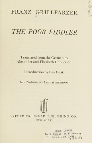 Cover for The poor fiddler.