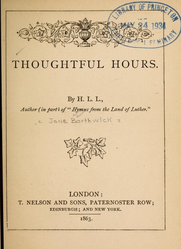 Cover for Thoughtful hours