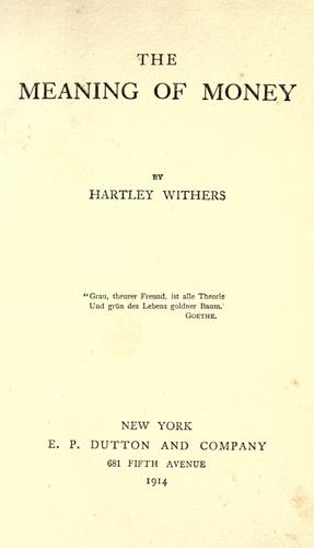 Cover for The meaning of money