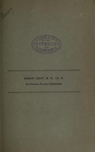 Cover for Joseph Leidy, M.D., LL.D.