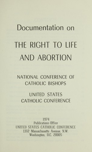 Cover for Documentation on the right to life and abortion.