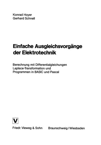 Cover for Einfache Ausgleichsvorgänge der Elektrotechnik