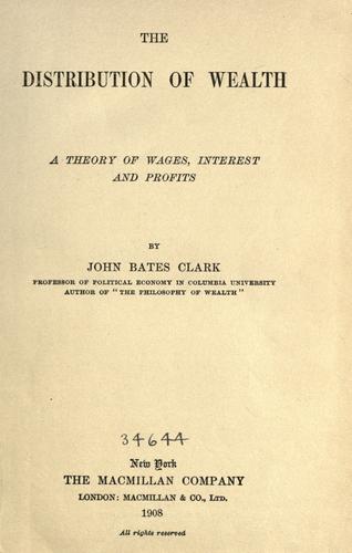 Cover for The distribution of wealth