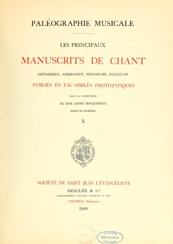 Cover for Paléographie musicale