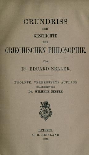 Cover for Grundriss der Geschichte der griechischen Philosophie