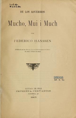 Cover for De los adverbios mucho, mui i much